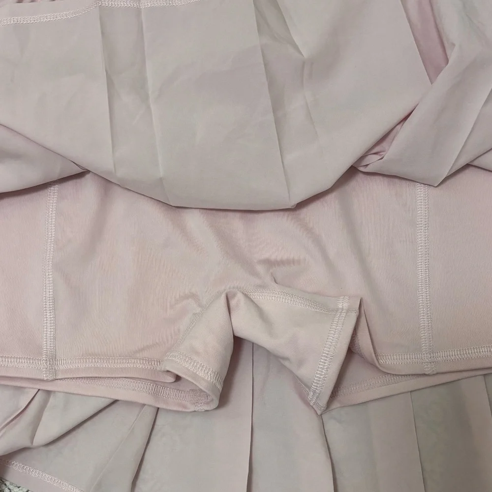 ALO LIGHT PINK SUGAR VARSITY TENNIS Pleated Mini Skirt